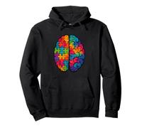 Neurodivergent Brilliance Colorful Brain with Puzzle Pullover Hoodie