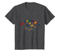 Neurodivergent & Proud: Colorful Brain Celebration T-Shirt, Kids, Dark Heather Grey, 8 Years