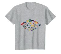 Neurodivergent & Proud: Colorful Brain Celebration T-Shirt, Kids, Heather Grey, 2 Years