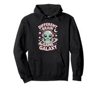 Neurodiverse Different Brain Same Galaxy Alien Headphones Pullover Hoodie