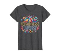 Neurodiverse Universe Autism Awareness Sensory Processing T-Shirt, Women, Dark Heather Grey, X-Small