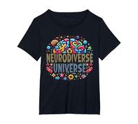 Neurodiverse Universe Autism Awareness Sensory Processing T-Shirt, Women's Plus, Black, 2X