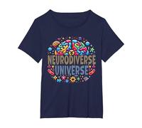 Neurodiverse Universe Autism Awareness Sensory Processing T-Shirt, Women's Plus, Navy Blue, 6X