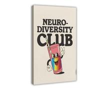 Neurodiversity Club Retro Wall Art, ADHD, Autism, Mental Health Poster Canvas Poster Bedroom Decor Landscape Office Room Decor Gift 08x12inch(20x30cm)