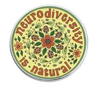 Neurodiversity Is Natural Neurodivergent Rainbow Neurodiversity Brain ADHD Autism Autistic ADHD OCD Bipolar Support Rights Neuro 1.2" Enamel Pin Badge