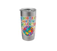 Neurodiversity Makes The World Better Puzzle Globe Stainless Steel Insulated Tumbler
