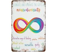 Neurodiversity Poster Neurodiverse Art We All Think Differently Poster Inclusive Print Aluminum Sign Decor Plaque Gift For Home Kitchen Bathroom Restaurant Garden Decorations 5.5x8 Inch
