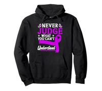 Neuropathy Purple Ribbon Never Judge Neuropathy Awareness Pullover Hoodie