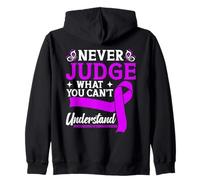 Neuropathy Purple Ribbon Never Judge Neuropathy Awareness Zip Hoodie