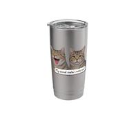 Neurospicy My Social Meter Runs Out Funny Introvert Cat Meme Stainless Steel Insulated Tumbler
