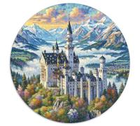 Neuschwanstein Castle 1000 Piece Jigsaws Architecture Circular Jigsaw for Adults And Kids Modern Unique Challenge Games Scene Creative 1000pcs (67.5x67.5cm)