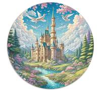 Neuschwanstein Castle 1000 Pieces Jigsaws Stress Reliever Difficult Challenge for Adults Kids Unique Challenge Game Magical Round Family Game Gifts And Gifts 1000pcs (67.5x67.5cm)