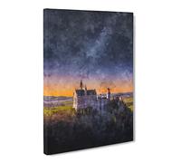 Neuschwanstein Castle At Dusk Canvas Print | Gallery Wrapped 30mm Frame Wall Art | 30x20 inches | Ready to Hang | Modern Cityscape Picture | Living Room Bedroom Lounge Office