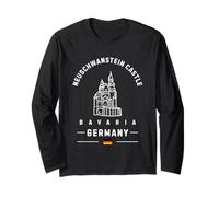 Neuschwanstein Castle Bavaria German Flag Germany Long Sleeve T-Shirt
