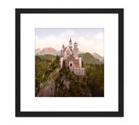 Neuschwanstein Castle Bavaria Germany Landscape Photo 8X8 Inch Square Wooden Framed Wall Art Print Picture with Mount Artery8 Black One Size