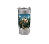 Neuschwanstein Castle Bavaria Mountain Forest Travel Design Stainless Steel Insulated Tumbler