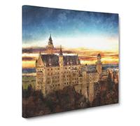 Neuschwanstein Castle Canvas Print | Gallery Wrapped 30mm Frame Wall Art | 14x14 inches | Ready to Hang | Modern Cityscape Picture | Living Room Bedroom Lounge Office