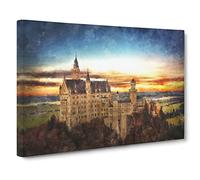 Neuschwanstein Castle Canvas Print | Gallery Wrapped 30mm Frame Wall Art | 20x14 inches | Ready to Hang | Modern Cityscape Picture | Living Room Bedroom Lounge Office