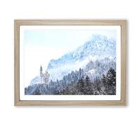 Neuschwanstein Castle In Germany Painting Modern Art Framed Print | A2 Oak Framed Wall Art | Ready to Hang | Modern Cityscape Picture | Living Room Bedroom Lounge Office