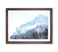 Neuschwanstein Castle In Germany Painting Modern Art Framed Print | A3 Walnut Framed Wall Art | Ready to Hang | Modern Cityscape Picture | Living Room Bedroom Lounge Office