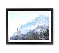 Neuschwanstein Castle In Germany Painting Modern Art Framed Wall Art Print, Ready to Hang Picture for Living Room Bedroom Home Office Décor, Black A3 (46 x 34 cm)