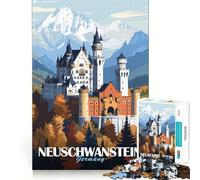 Neuschwanstein Castle Jigsaw Puzzles 1000 Piece for Teenagers Strengthen Recall Tension Relief Quality Edge Xmas Gift (50x75cm)