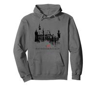 Neuschwanstein Castle Lover Vintage Bavaria I Love Germany Pullover Hoodie, Adult Unisex, Asphalt Grey, Large