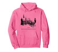 Neuschwanstein Castle Lover Vintage Bavaria I Love Germany Pullover Hoodie, Adult Unisex, Bright Pink, Medium
