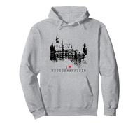 Neuschwanstein Castle Lover Vintage Bavaria I Love Germany Pullover Hoodie, Adult Unisex, Heather Grey, Medium
