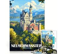 Neuschwanstein Castle Poster 1000 Piece Jigsaw Puzzle for Adults Smart Game Soothing Fun Pattern Assembly Stylish Gift (38x52cm)