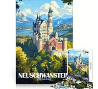 Neuschwanstein Castle Poster 1000 Piece Jigsaw Puzzle for Adults Smart Game Soothing Fun Pattern Assembly Stylish Gift (38x52cm)