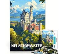Neuschwanstein Castle Poster 1000 Piece Jigsaw Puzzles for Adults Strengthen Recall Relax Time Quality Edge Birthday Gift (38x26cm)