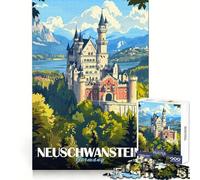 Neuschwanstein Castle Poster 1000 Piece Jigsaw Puzzles for Adults Strengthen Recall Relax Time Quality Edge Birthday Gift (38x26cm)