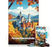 Neuschwanstein Castle Poster Adult Jigsaw Puzzles 1000 Pieces Sharp Logic Toy Stress Release Tight Cut Art Collectible (38x26cm)