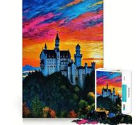 Neuschwanstein Castle Sunset 1000 Piece Jigsaws for Teenagers Brain Workout Toy Easy Leisure Image Assembly Stylish Gift (38x26cm)