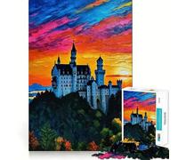 Neuschwanstein Castle Sunset Adult Jigsaw Puzzles 1000 Pieces Mind Challenge Toy Relax Time Quality Cut Cherished Gift (38x52cm)