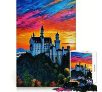Neuschwanstein Castle Sunset Adult Jigsaw Puzzles 1000 Pieces Mind Challenge Toy Relax Time Quality Cut Cherished Gift (38x52cm)