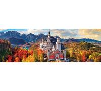 Neuschwanstein Castle in Autumn Panorama 1000-Piece Puzzle