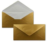 NEUSER PAPIER 100 x DIN long envelopes - gold with white silk lining - 11x22 cm - 100 g/m² - ideal for invitations, Christmas cards, greeting cards from The series Colorful