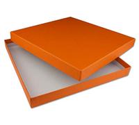 NEUSER PAPIER 1x square storage and gift box in orange - 24 x 24 x 2.3 cm - slip-on box with lid - ideal as a photo box and gift box