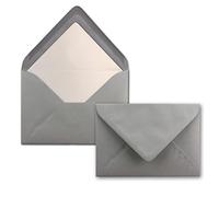 NEUSER PAPIER 25 envelopes graphite grey - DIN C6 - lined with white tissue paper - 90 g/m² - 11.4 x 16.2 cm - wet glue -