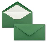 NEUSER PAPIER 25 x DIN long envelopes - dark green with white silk lining - 11x22 cm - 80 g/m² - ideal for invitations, Christmas cards, greeting cards from The series Colorful