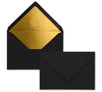 NEUSER PAPIER 50x envelopes B6 with gold lining 12.5 x 17.6 cm black (black) wet gluing FarbenFroh by GUSTAV NEUSER