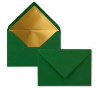 NEUSER PAPIER 50x envelopes B6 with gold lining 12.5 x 17.6 cm dark green (green) wet glue FarbenFroh by GUSTAV NEUSER