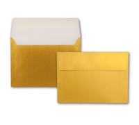 NEUSER PAPIER 50x envelopes DIN C5 gold metallic 16.2 x 22.9 cm self-adhesive glossy envelopes for large invitations and cards for birthdays or weddings