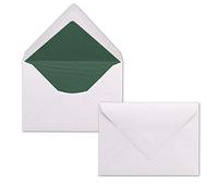 NEUSER PAPIER 50x envelopes white DIN C6 lined with tissue paper in dark green 100 g/m² 11.4 x 16.2 cm with wet glue without window