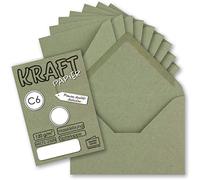 NEUSER PAPIER 50x Kraft paper envelopes DIN C6 green 11.4 x 16.2 cm without window vintage envelopes with wet glue pointed flap