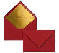 NEUSER PAPIER envelopes in dark red 10 pieces letter envelopes DIN C6-114 x 162 mm 11.4 x 16.2 cm wet glue matte surface & gold metallic lining without window for invitations