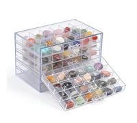 NEUSID Rock Display Case, 5 Drawers Rock Collection Box with 120 Grids Clear Acrylic Gemstone Crystal Jewellery Display Storage Cases for Rings Necklace Rocks Organize