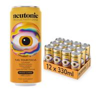 Neutonic Nootropic Productivity Energy Drink | Orange Sunrise 12 Cans | 120mg Natural Caffeine, Zero Sugar | Support Energy, Mental Performance, Cognitive Function | Support Focus, Brain Health